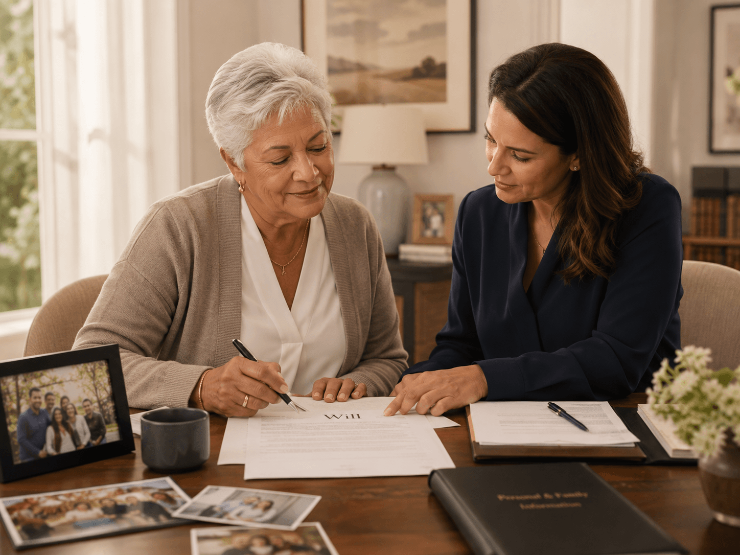 Elderly woman discusson her will